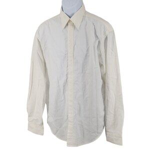 Men's Vintage Contigo White Tuxedo Striped Button Down Embroidered Front Shirt